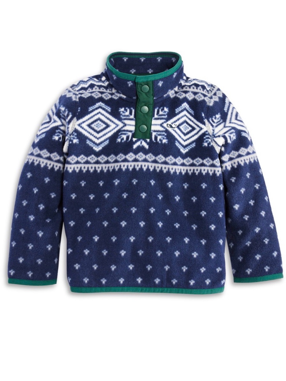 Vineyard Vines Boys' Printed Harbor Fleece Quarter-Snap Pullover 3T Blue Green